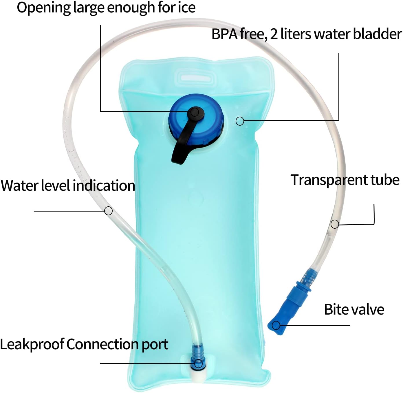 Hydration Pack Backpack, Water Backpack with 2L Bladder, for Hiking, Insulated Suitable Cycling, Running, Rock Climbing and Other Outdoor Activities, black - Image 3