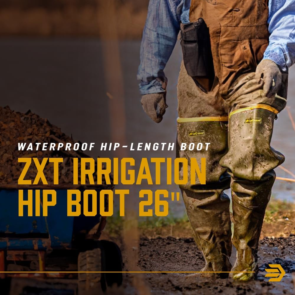 LaCrosse ZXT Irrigation 26" Hip Waders for Men - Waterproof, Durable Rubber Boots for Men with Adjustable Strap & Traction Outsole - Image 2