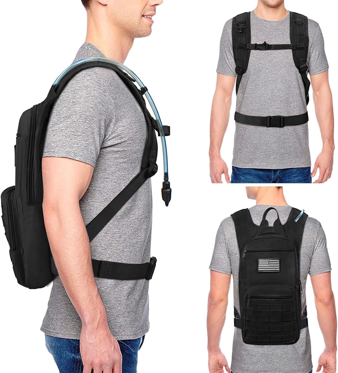 NOOLA 3L Hydration Backpack, Water Backpack with TPU Water Bladder, Tactical Hydration Pack for Men Women, Molle Water Backpack for Hiking, Biking, and Hunting - Image 6
